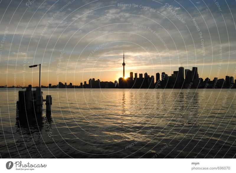 Toronto Skyline I Landscape Water Clouds Sunrise Sunset Sunlight Summer Beautiful weather Waves Coast River bank Ontario Lake Ontario Canada Town