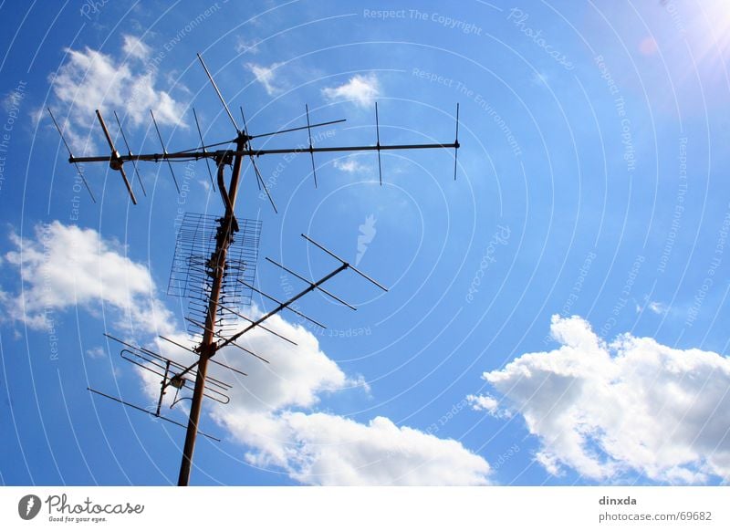 hell of a good reception. Antenna Roof Broacaster Clouds Sky Welcome Electricity pylon Connection