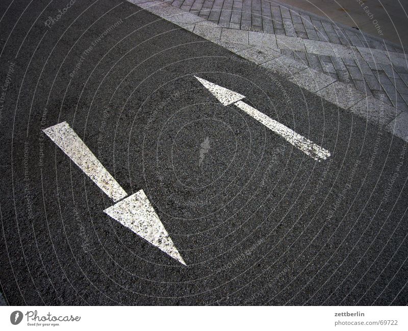 arrows Right Left Sidewalk Cycle path Gray White Dog Arrow Crazy Signs and labeling Street Paving stone