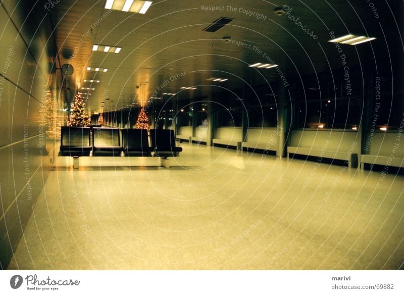 helsinki airport at night Helsinki Armchair Night Empty Airport Corridor Concourse Deserted Seating Copy Space bottom Central perspective Artificial light