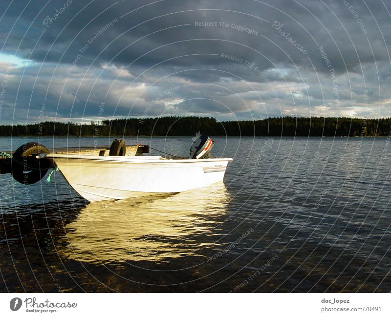 Crystal Lake_2 Watercraft Footbridge Engines Reflection Clouds Illuminate Light Finland Forest Waves Calm Smooth Weather Landscape Coast Island