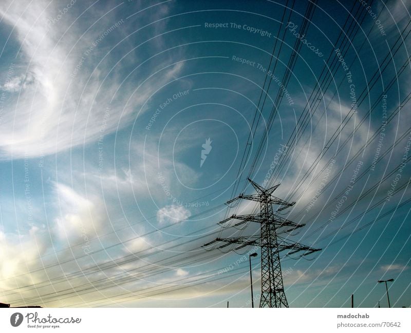 LINES IN THE SKY | sky clouds clouds energy power energy Sky Clouds Electricity Power Summer Evening Energy industry supply Sun Industrial Photography