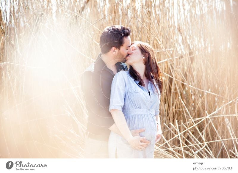 shared happiness Masculine Feminine Young woman Youth (Young adults) Young man Couple Partner Adults 2 Human being 18 - 30 years Bright Beautiful Pregnant