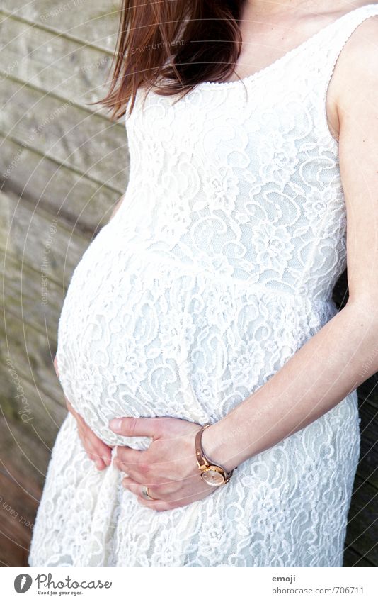 belly Feminine Young woman Youth (Young adults) Adults Stomach 1 Human being 18 - 30 years Round White Pregnant Lace Colour photo Exterior shot Day