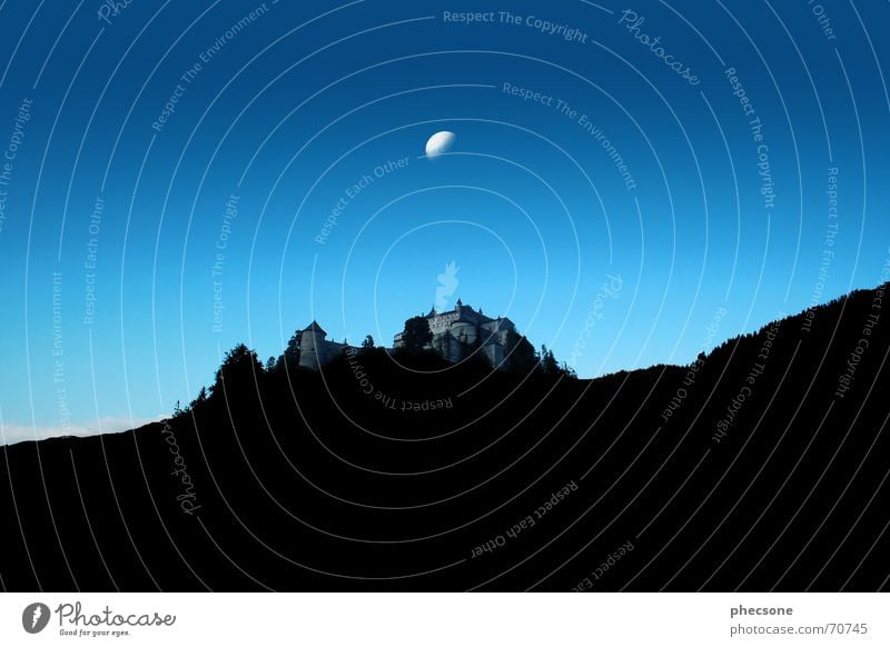 Under The Moon Fortress Penitentiary Black Forest Tree Austria Evening Clouds Wall (barrier) King Set Hollywood Sky Wood flour Film industry Castle