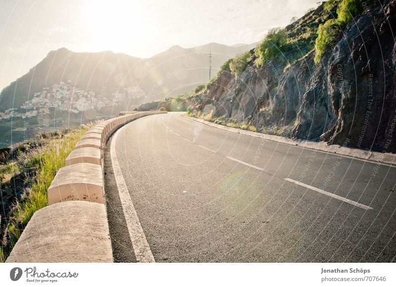 San Andrés / Tenerife XXX Nature Landscape Rock Mountain Peak Coast Bay Ocean Island Esthetic Traffic infrastructure Road traffic Street Roadside Curve Driving