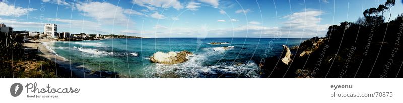 Panorama Beach Ocean Panorama (View) Hotel Tree Summer Summery Tourism Sunbathing Multiple Bathing place Mediterranean sea Water Blue Island Maximum tan sb.