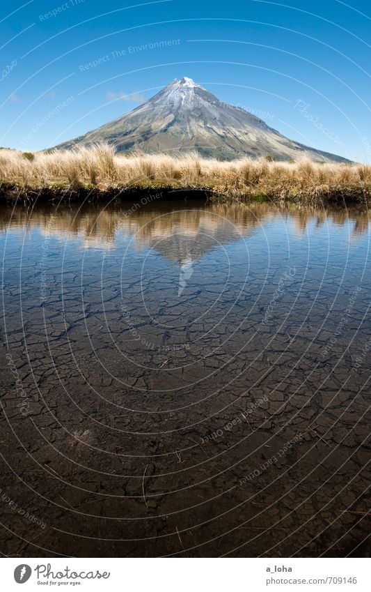 Te Maunga o Taranaki III Environment Nature Landscape Elements Earth Water Sky Cloudless sky Summer Beautiful weather Plant Grass Peak Snowcapped peak Volcano