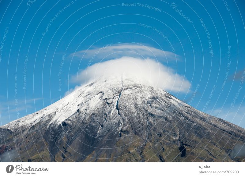 Te Maunga o Taranaki I Environment Nature Landscape Plant Elements Earth Air Sky Clouds Summer Beautiful weather Virgin forest Mountain Peak Snowcapped peak