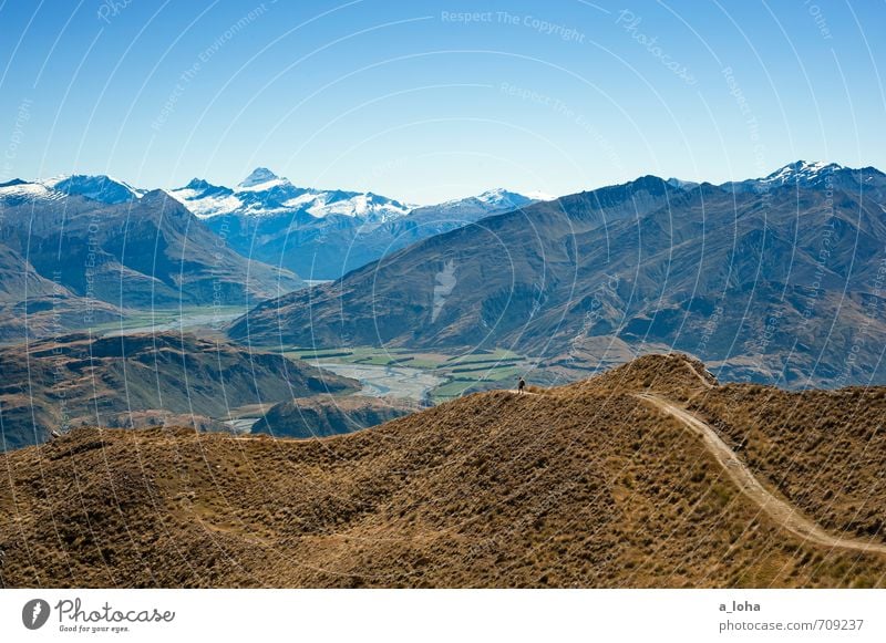 i am the mountain Hiking Masculine 1 Human being Nature Landscape Elements Cloudless sky Horizon Summer Beautiful weather Grass Hill Rock Alps Mountain Peak