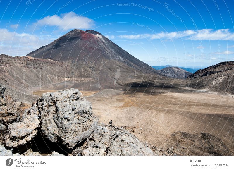 2291 Hiking Human being Masculine Nature Landscape Elements Earth Sand Sky Clouds Horizon Autumn Beautiful weather Rock Mountain Peak Volcano Famousness