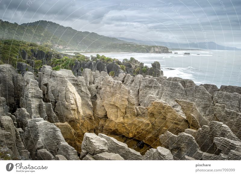 pancakes Nature Landscape Bad weather Rock Coast Exceptional Exotic Adventure Vacation & Travel Pancake Rocks New Zealand Colour photo Exterior shot Day