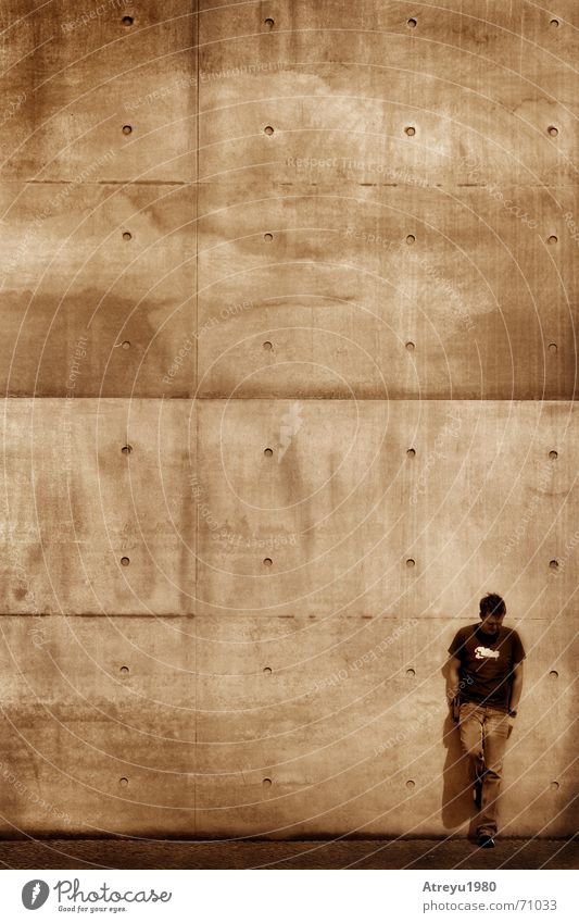 waiting for... Stand Wall (building) Wall (barrier) Concrete Lean Wait Sepia atreyu