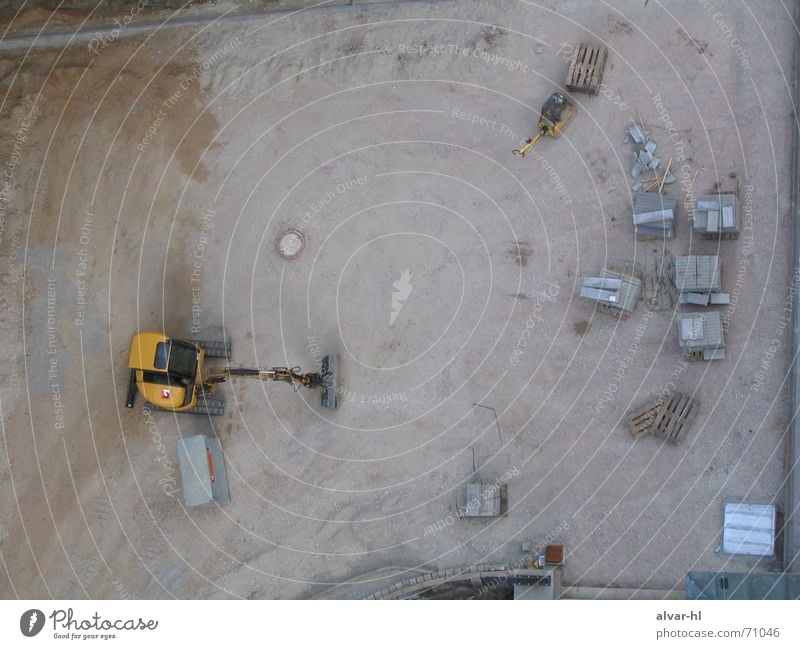 construction site Construction site Excavator Gray Bird's-eye view Break Weekend Planetarium