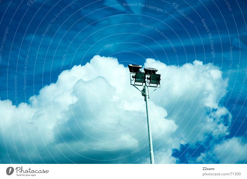 Light In The Sky Sky blue Clouds Floodlight Blue Electricity pylon