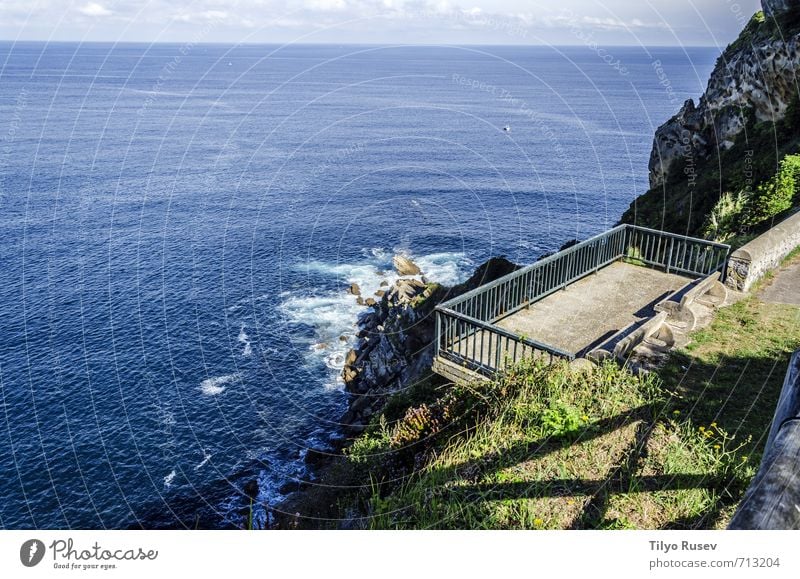 Beautiful ocean landscape Sun Ocean Island Waves Environment Nature Landscape Sky Clouds Rock Stone Natural Blue Ground water Flow wave Splash Splashing Glow