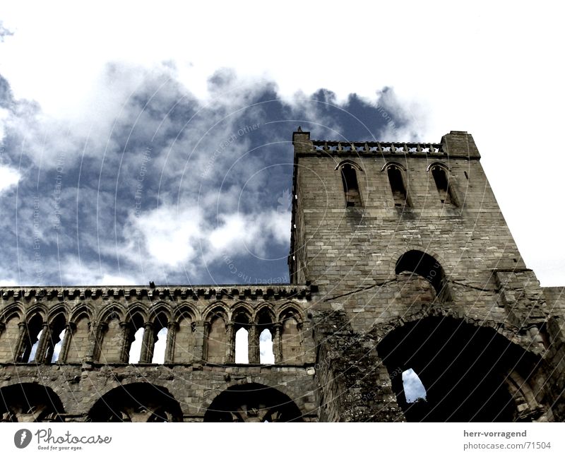 Scotland I Ruin Bad weather Religion and faith Perspective Sky Clouds Stone Loneliness Destruction Castle