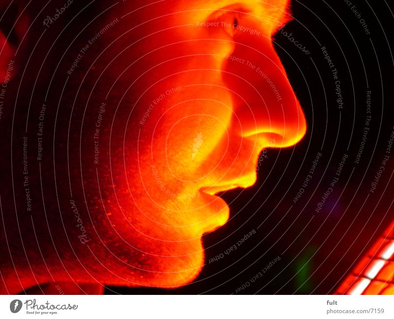 face Man Profile Red Night shot Cheek Face me Nose Eyes Mouth