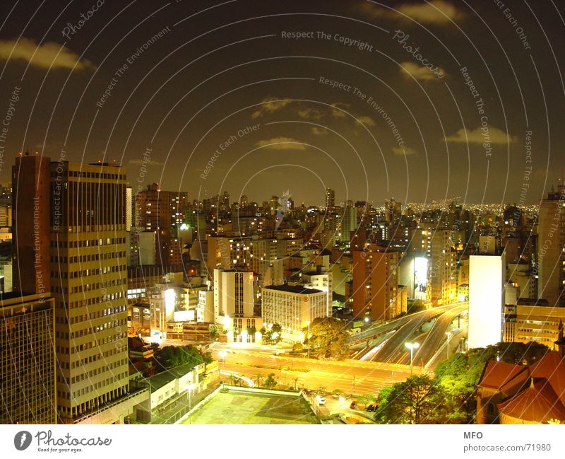 Sao Paulo Night São Paulo Town Horizon Dark Far-off places Lamp High-rise New building Panorama (View) Exterior shot big city Sky Light myriad Street streets