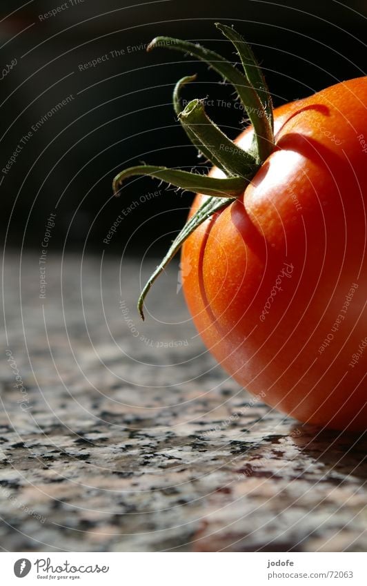 tomato Still Life Red Green Black Gray Table Kitchen Granite Light Summer Vegetable Tomato Organic farming Organic produce Demeter biodynamic Stone