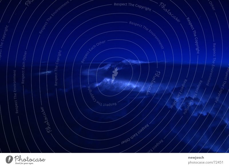 thundercloud Freedom Nature Sky Clouds Weather Thunder and lightning Lightning Dark Blue Moody Force of nature Meteorology Deserted Twilight Night Long exposure