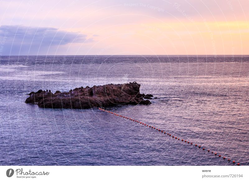 Rock in the sea Vacation & Travel Ocean Island To enjoy Dream Maritime Warmth Blue Violet Orange Pink Red Alcala Espagna Geography spain Teide Tenerife