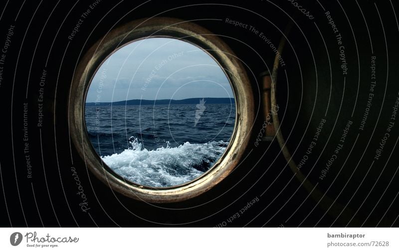 porthole Lake Waves Ocean Vacation & Travel Croatia Watercraft Porthole Vantage point Nautical scuttle Blue Hollow boat sea