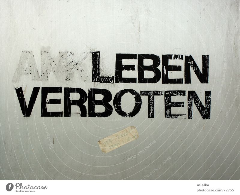 Downtown! Pedestrian zone! Concrete wall area department store Pedestrian precinct Town Pforzheim Shopping center Bans Prohibition sign Humor Resist Ask