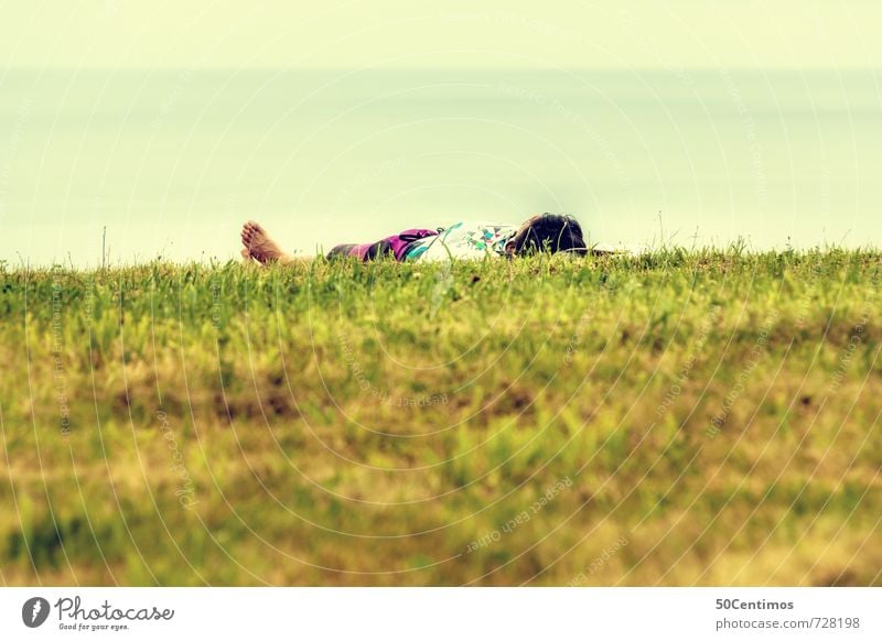 Sunbathing in the countryside Lifestyle Joy Happy Healthy Harmonious Well-being Contentment Relaxation Calm Meditation Vacation & Travel Trip Far-off places