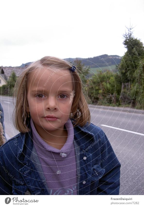 Hello there! Girl Blonde Small Child Face Looking Mouth Eyes