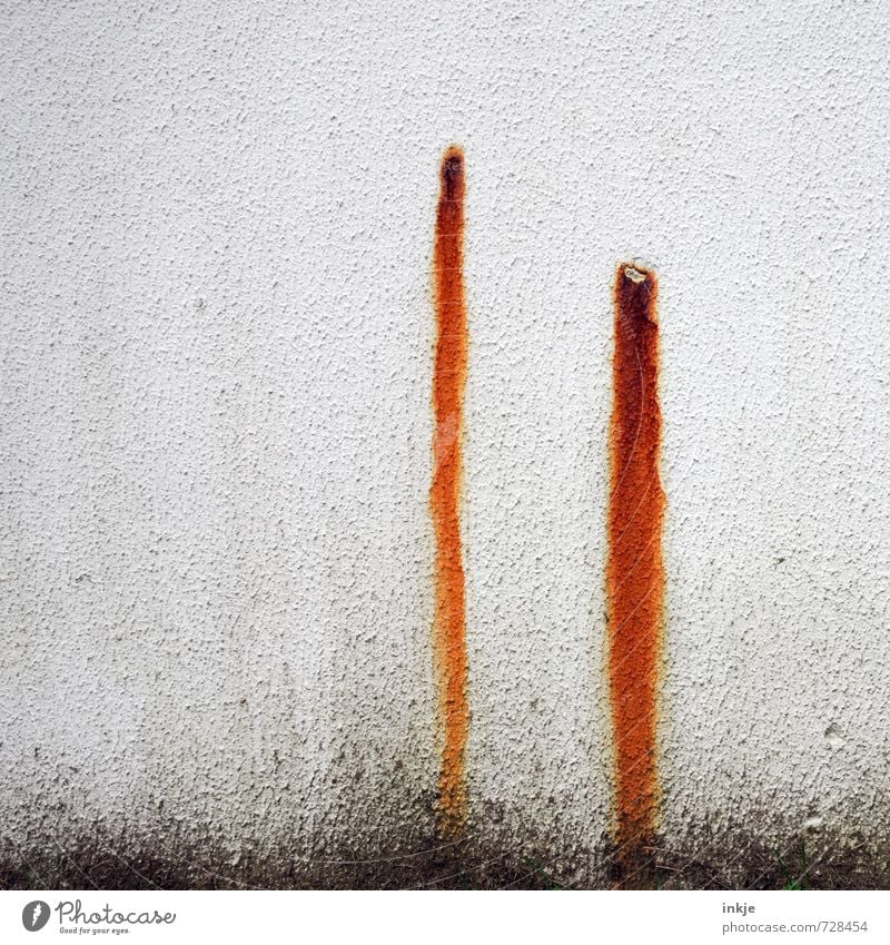 3...2...1.... FIRE! Deserted Wall (barrier) Wall (building) Facade Rendered facade Plaster Rust Line Stripe Tracks Old Dirty Thin Long Brown Gray Black White