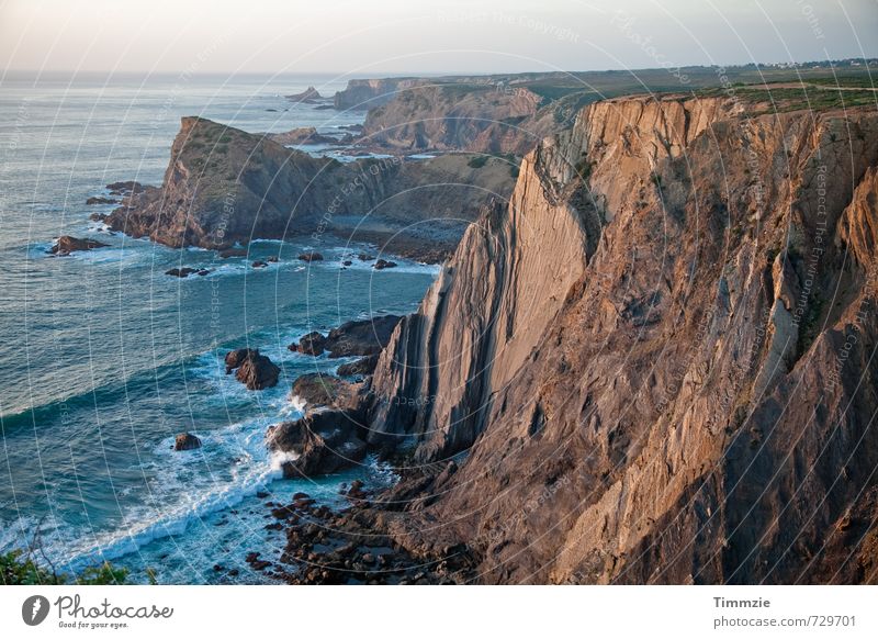 Algarve dawn Nature Landscape Earth Water Sunrise Sunset Beautiful weather Rock Coast Ocean Adventure Vacation & Travel Portugal Evening Twilight