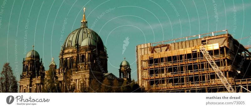 generation conflict Berlin Cathedral Palace of the Republic Dismantling Destruction Silicate mineral Glittering Domed roof Steel Construction Religion and faith