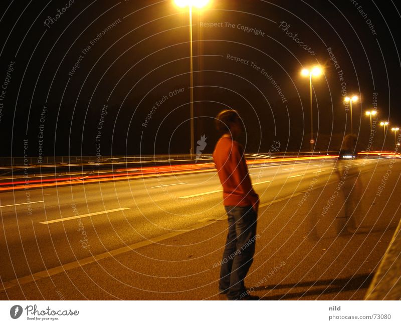 one stands one walks Long exposure Night Goodbye Highway Motion blur Avenue Light and shadow nild selina come and go Going middle ring thalkirchen bridge