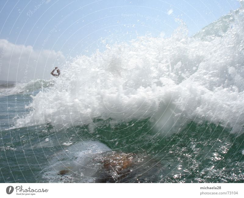 breakwater Waves Surf Foam White crest Freak wave Tsunami Ocean Sea water Beach Vacation & Travel Clouds Dive Drown Survive Uninhibited Underwater photo Inject