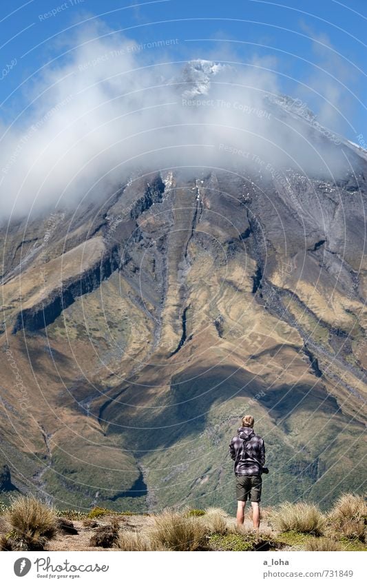 The Giant And The Dwarf Human being Masculine 1 Environment Nature Landscape Plant Elements Earth Air Sky Clouds Summer Beautiful weather Grass Alps Mountain