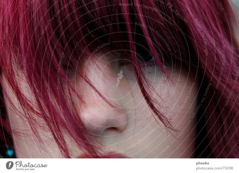 a moment like then... Pink Woman Eyebrow Portrait photograph Violet Strand of hair Moody Summer Eyelash Wind Hair and hairstyles Eyes Nose Skin cut off Face