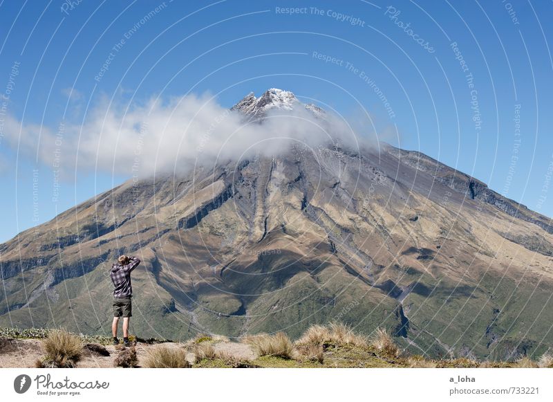 so big and yet so small Human being Masculine Man Adults 1 Environment Nature Landscape Plant Elements Sky Clouds Autumn Beautiful weather Grass Rock Mountain