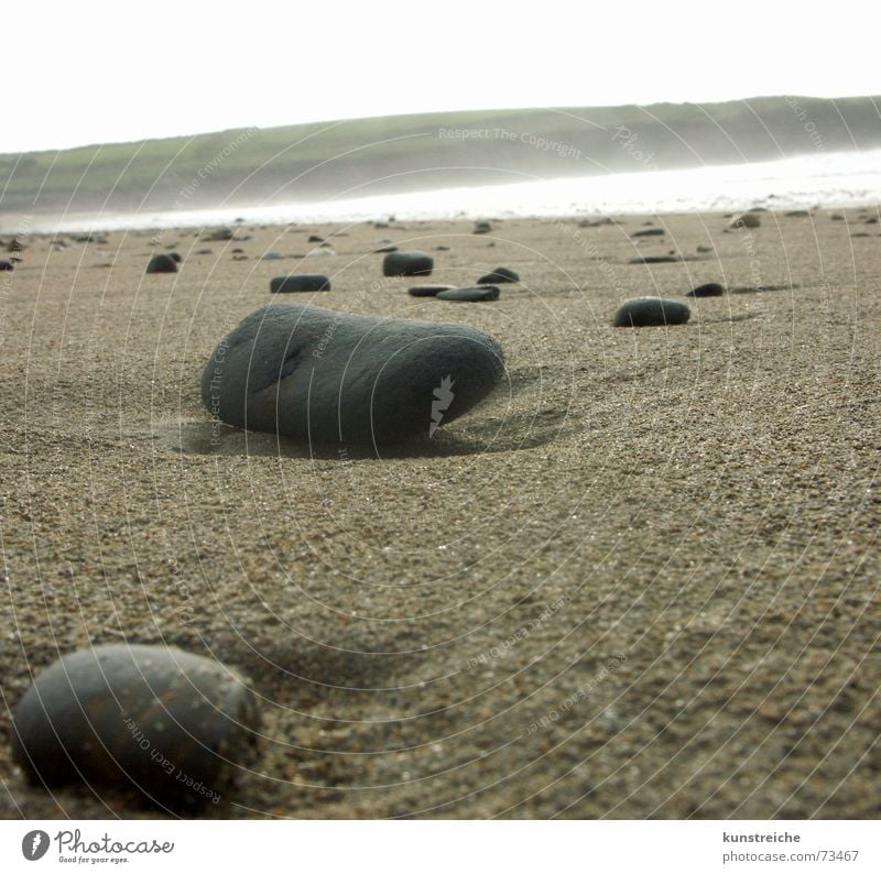 Stones on the beach Europe Beach Fog White crest Harmonious Washed out Contentment Exterior shot Ireland Freedom