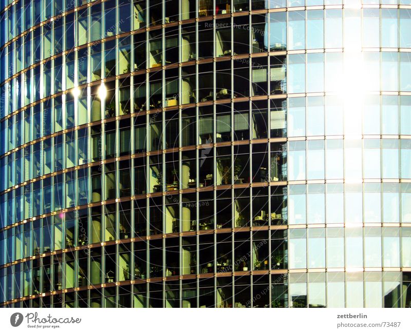 Puff, puff, puff, the train Potsdamer Platz Railroad Freedom of panorama Facade Sunrise Berlin more headquartered Glass reflection Transparent exploitation