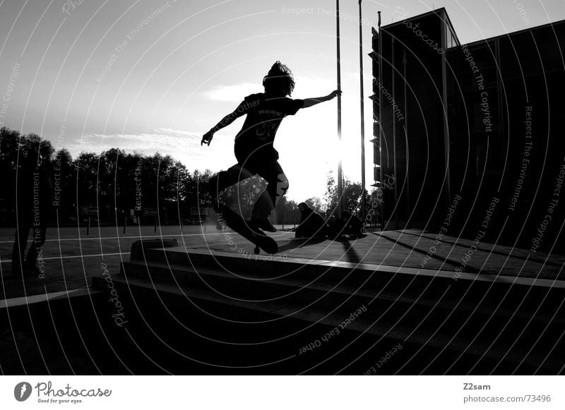 kickflip in the sun II Kickflip Salto Trick Stunt Jump Action Sports Style Skateboarding Light Dynamics Funsport street Parking level siluette Stairs Shadow