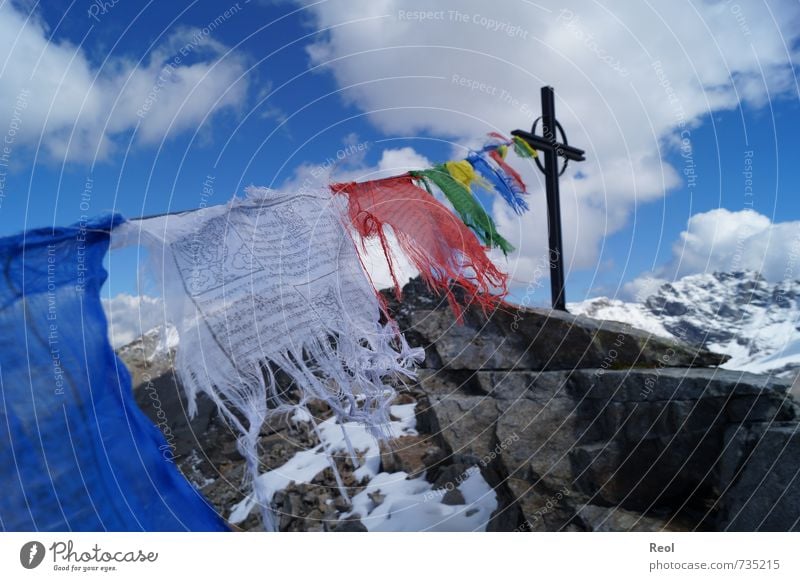 close to heaven Sports Climbing Mountaineering Hiking Footpath Nature Landscape Elements Earth Sky Clouds Summer Weather Beautiful weather Alps Peak