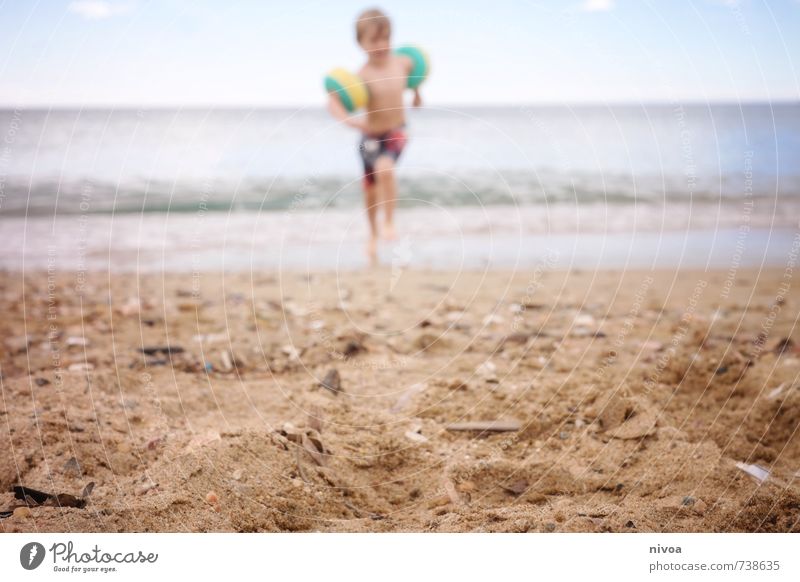 Day at the beach Vacation & Travel Adventure Freedom Sun Beach Ocean Waves Aquatics Swimming & Bathing Child Masculine Boy (child) Body 1 Human being