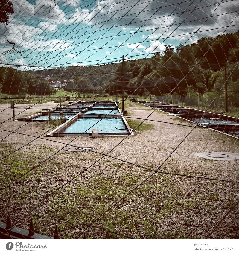 dryness | silent reserve Technology Nature Elements Water Sky Clouds Sign Fluid Clean Fence Drinking water reservoir Basin Safety Thirst Food Colour photo