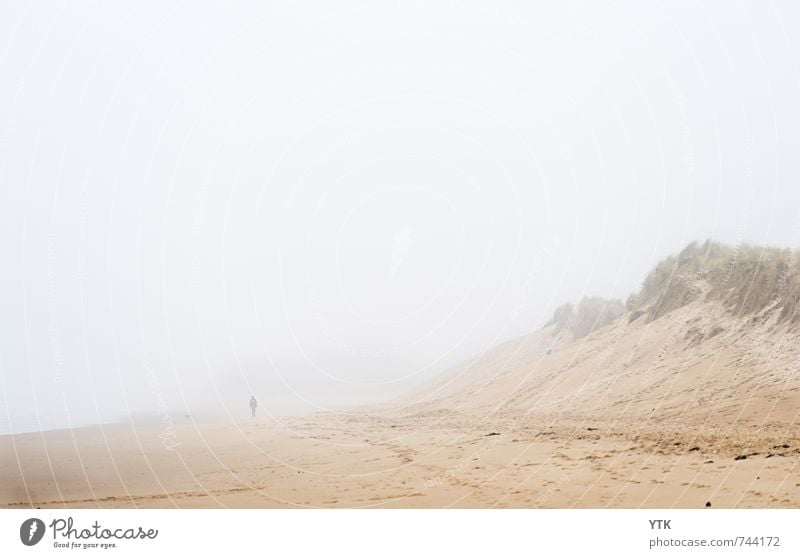 Coming out of the Fog Human being 1 Environment Nature Landscape Climate Bad weather Coast Beach Cold Moody Loneliness Fear Individual Far-off places Infinity