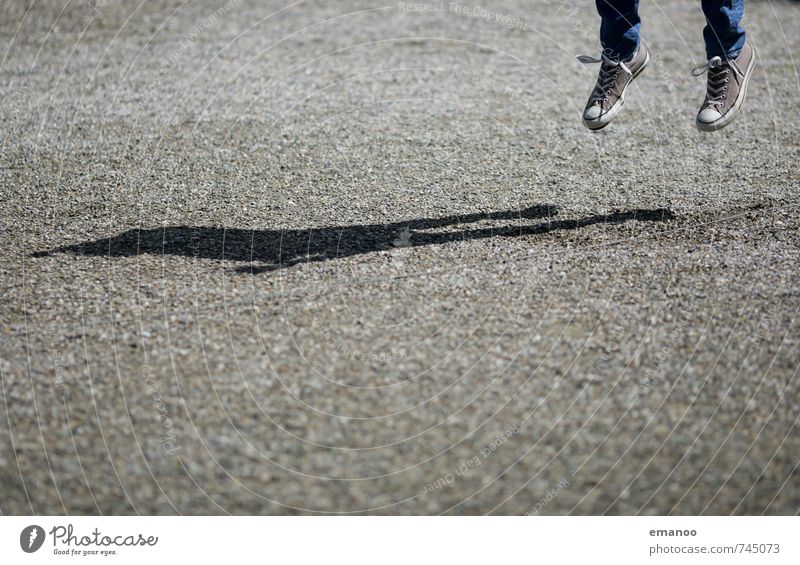 Jumping over his shadow Lifestyle Style Joy Freedom Sports Human being Masculine Man Adults Youth (Young adults) Feet 1 Footwear Sneakers Flying Tall Emotions