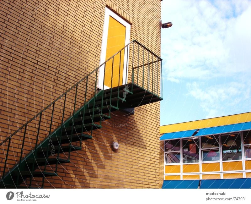 IS LIVING HERE A MOVIE?! Wall (barrier) Brick Pattern Meticulous Upward Downward Netherlands Minimal Emergency exit False Orientation Disorientated Whereto Tilt