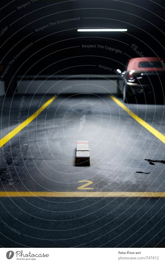 parking space Parking lot Night Parking garage Underground garage Car Transport Yellow 2 Cold Architecture Town Dirty Artificial light Lighting Scene Dark