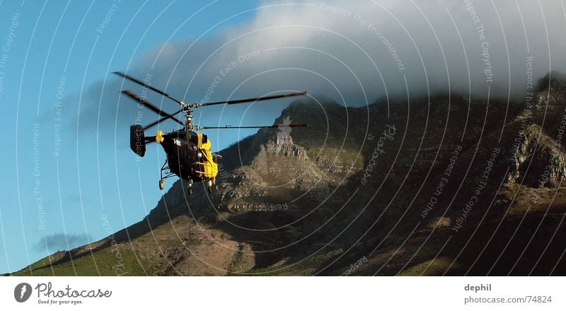 Really up there? Helicopter Clouds Cape Town Western Cape South Africa Table mountain Mountain Sky Rotor Flying