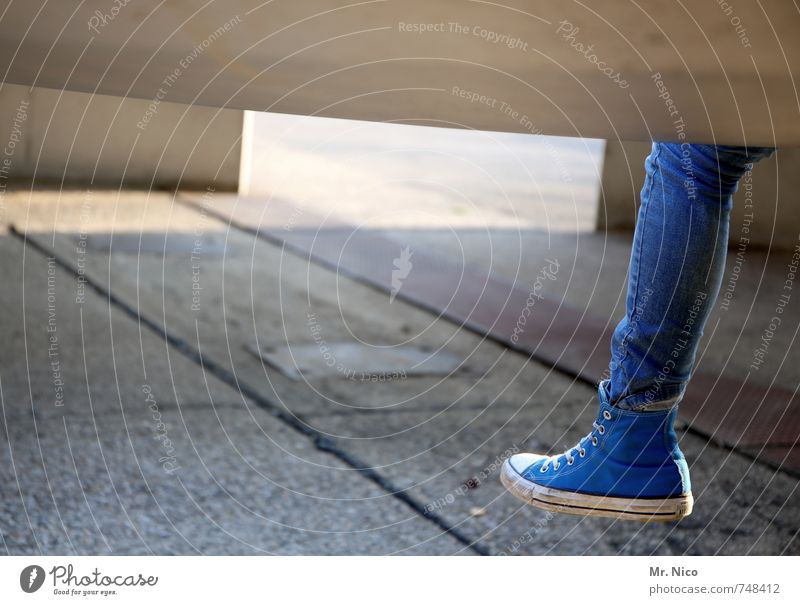 left foot with Lifestyle Feminine Girl Legs Feet 1 Human being Manmade structures Jeans Footwear Blue Chucks Stone slab Concrete slab Concrete construction